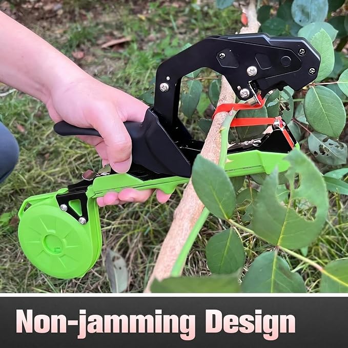 FUNTECK Easy & Fast Plant Tying Machine for Tomatoes, Grapes, Cucumbers - Professional Tying Tool Saves Labor with Spare Tapes and Staples, Green/Black