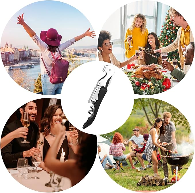 24 PCS Waiter Corkscrew Wine Opener Bulk,70 g Heavy Duty Wine Keys | 70g (2.47 oz),Bulk Wine Bottle Opener,Stainless Steel Double Hinged Wine Key for Serves,Bartenders (Black)