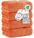 Chakir Turkish Linens 4 Piece Hand Towels, 100% Cotton Turkish Towels for Bathroom, Luxury Soft Absorbent Hand Towel Set, 16 x 30 Inches, Coral