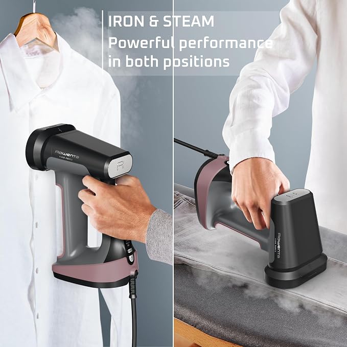 Rowenta Pure Force 3-in-1 Steamer Iron for Clothes XL Soleplate DR8865 | 40% larger soleplate, 300% more steam, 5 settings, Reversible pad system, 7.1 oz tank, 12 min autonomy, Auto-off