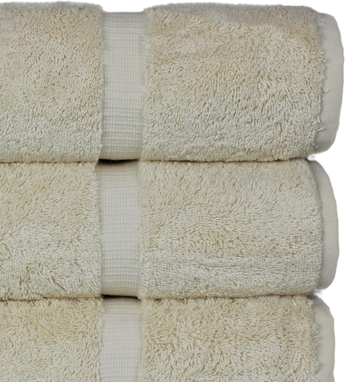 Chakir Turkish Linens 4 Piece Large Bath Towels, 100% Cotton Turkish Towels for Bathroom, Luxury Soft Absorbent Bath Towel Set, 27 x 54 Inches, Beige