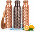 Copper Water Bottle,Ayurvedic Pure Copper Bottle For Drinking - Drink More Water, Lower your Sugar Intake And Enjoy The health Benefits Immediately - 32 Oz(1Cleaning Brush +3 Diamond Bottle)