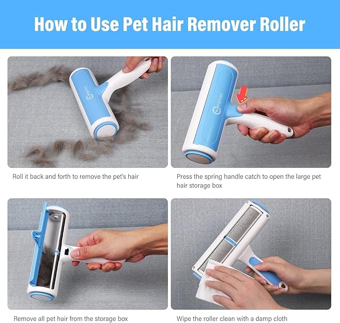 Reusable Lint Roller Effortless Pet Hair Remover for Furniture and Clothes