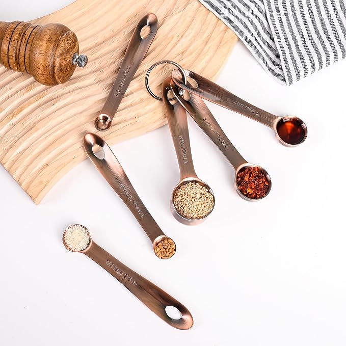 Measuring Cups and Spoons Set, Copper Measuring Cups and Spoons Set for Kitchen & Baking, Stainless Steel 5 Measure Cups & 6 Spoons for Drying&Liquid, US & Metric Measuing Tool