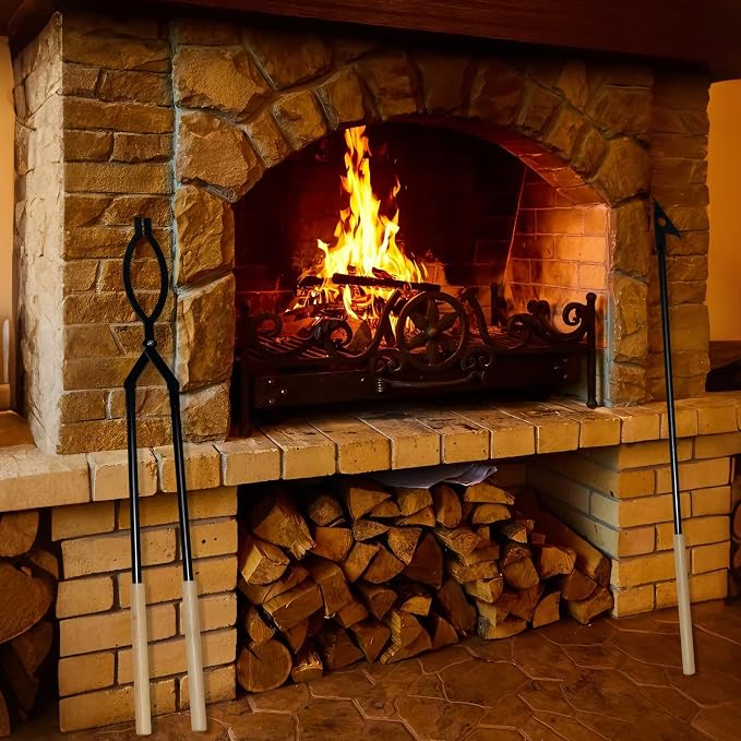 42 Inch Detachable Fire Tongs and Poker Set with Carrying Bag | Heavy Duty Fire Pit Tools, Log Grabber for Indoor Outdoor Use, Perfect for Fireplace, Fire Pit, Campfire, Wood Burning Stove