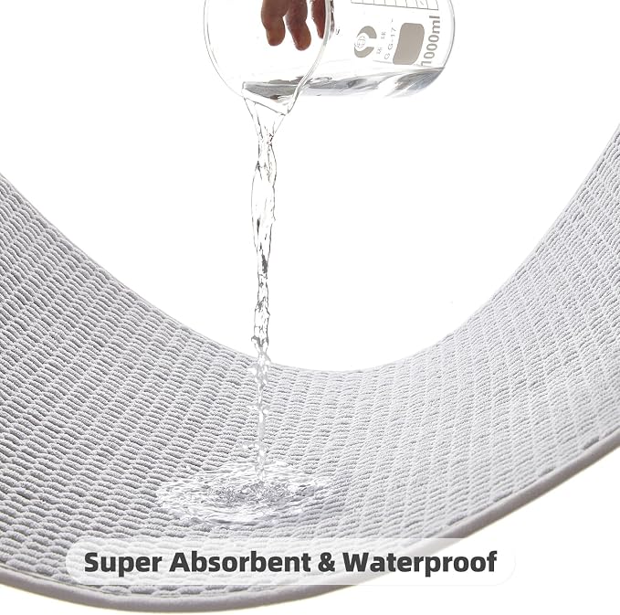 TYUU Bathroom Rugs Non Slip Washable, Super Absorbent Thin Bath Mat Small Quick Dry Low Pile Bathroom Rug, Light Grey 16"x24"