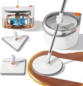 3-in-1 Spin Mop and Bucket Set with Clean Water Separation, 71” Extra Long Handle for Wall Cleaning, 3 Specialized Heads for Baseboards & Corners, 6 Microfiber Refills for Hardwood Floor Care