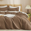 PHF Waffle Duvet Cover Set California King, No Snagging Soft Luxury Textured Breathable Comforter Cover for All Season 3pcs, Durable Bedding Duvet Set with 2 Pillow Shams, 104"x98", Mocha