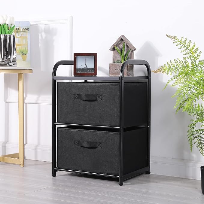 MAX Houser Dresser for Bedroom with 2 Drawers, Wide Chest of Drawers, Fabric Dresser, Storage Organizer Unit with Fabric Bins for Closet, Living Room, Hallway, Nursery,Black | Wide Chest of Drawers, Fabric Dresser, Storage Organizer Unit with Fabric Bi...