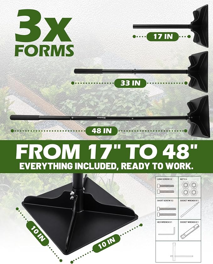 Steel Tamper Tool, 8''x8'' Heavy Duty Hand Tamper for Soil Compaction, 48" Adjustable Handle with Non-Slip Grip, Ground Dirt Tamper for Landscaping, Patio, Asphalt Repair with Gloves