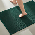 TYUU Bathroom Rugs Non Slip Washable, Super Absorbent Thin Bath Mat Quick Dry Low Pile Bathroom Rug, Dark Green 24"x47"