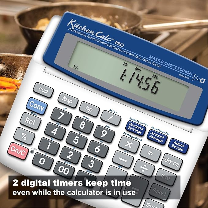 Calculated Industries 8305 KitchenCalc PRO Recipe Conversion Calculator | Countertop Culinary Math Calc with 2 Timers for Recipe Scaling, Chefs, Bakers, Brewers, BBQers, Students & Home Cooks