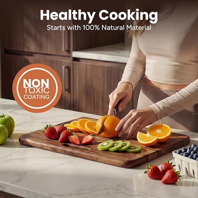SMIRLY Cutting Boards for Kitchen - 3 Piece Walnut Cutting Board with Stand | Double-Sided Wood Cutting Board, Wooden Cutting Boards Non Toxic for Meat Vegetable Fruit, Food-Grade