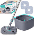 True & Tidy Square Spin Mop & Bucket System w/ 2pc Machine Washable Pads