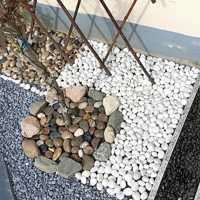 FANTIAN 20 lbs White Pebbles for Landscaping, River Rocks for Plants Indoor | White Landscape Rocks, Decorative Stones for Planters Outdoor Garden Backyard Aquarium Vase Filler and Bird Bath