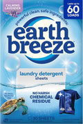 Earth Breeze Laundry Detergent Sheets Calming Lavender - 60 Loads - Eco Laundry Sheets - Travel Laundry Soap Sheets for Hot & Cold Cycles - Tackles Tough Stains & Odors - Gentle on Skin, 30 Ct