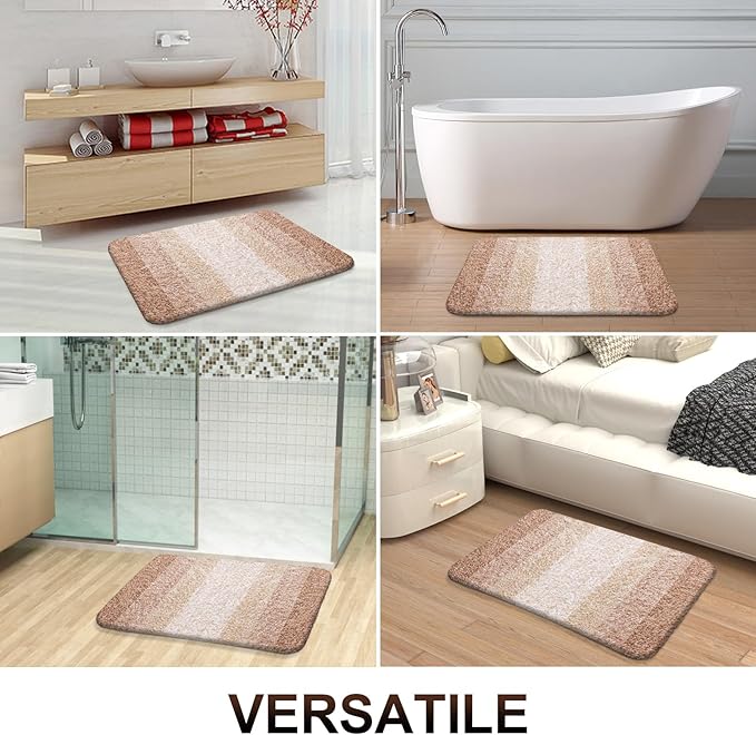 OLANLY Large Bathroom Rugs Mat 45x27, Extra Soft Absorbent Microfiber Bath Rugs, Rubber Backing, Quick Dry, Machine Washable Bath Mats for Bathroom Floor, Tub and Shower, Home Decor Accessories, Beige
