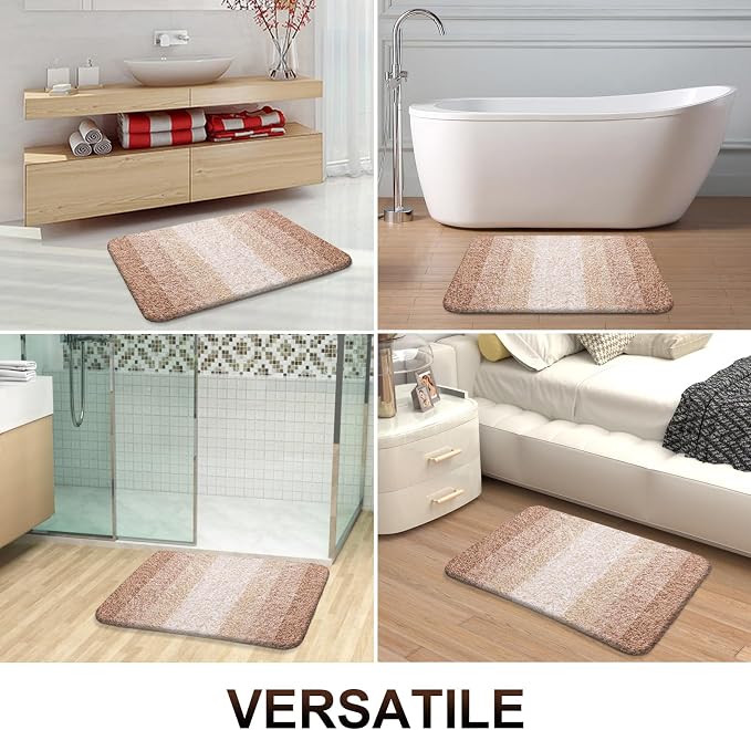 OLANLY Bathroom Runner Rugs Mat 44x24, Extra Soft Absorbent Microfiber Bath Rugs, Rubber Backing, Quick Dry, Washable Long Bath Mats for Bathroom Floor, Tub and Shower, Home Decor Accessories, Beige