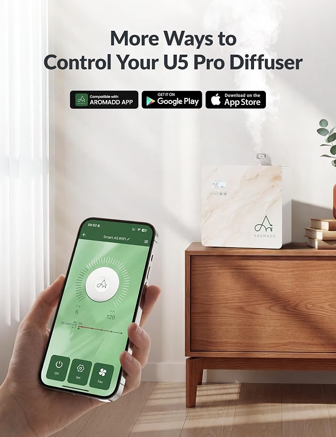 2026 Upgraded 3500 Sq.Ft HVAC Scent Diffuser for Home, Smart Whole House Scent System with App & Remote Control, Hotel Collection Waterless Diffuser for Large Room, Cold Air Tech, 600mL, Marble Beige