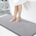 OLANLY Memory Foam Bathroom Runner Rug 47x24, Absorbent Long Bath Mat, Grey | Soft Quick Dry Bath Mat Rugs, Non-Slip, Machine Washable Mat for Bathroom Floor, Tub and Shower, Home Decor Accessories