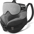 YFONG Travel Pillow for Long Flight Airplane, Head Strap Combo with 3D Contoured Sleep Eye Mask, Neck Pillow for Travel Essential, 360° Support Memory Foam Headrest, Prevent Bobbing, Drawstrap - Grey