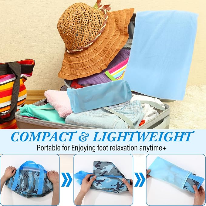 FillTouch 12 Pcs 15L Foldable Foot Soaking Tub Kit Portable Foot Bath Tub for Soaking Feet with Towel and Storage Bag Soak Spa Bucket for Travel Camping (Camouflage,Blue)
