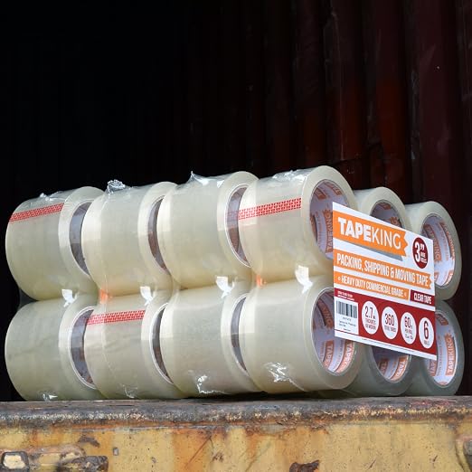 Tape King Clear Packing Tape 3 Inch Wide (24 Rolls) | Heavy Duty Packing Tape 2.7mil Strong Adhesive for Moving Boxes, Shipping Cartons, Office Use, Storage & Wrapping (1440 Yards)