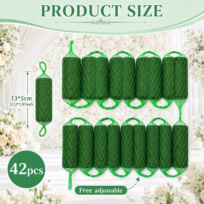 Conderyang 42 Pcs Floral Foam Garland 27.6ft Absorption Flower Holder Wet Foam Blocks Flower Sponge Blocks Green Floral Arrangement for Home Garden Craft Wedding Arch Door Holiday Tabletop Decoration
