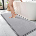 OLANLY Memory Foam Bathroom Runner Rug 47x17, Absorbent Long Bath Mat, Grey | Soft Quick Dry Bath Mat Rugs, Non-Slip, Machine Washable Mat for Bathroom Floor, Tub and Shower, Home Decor Accessories