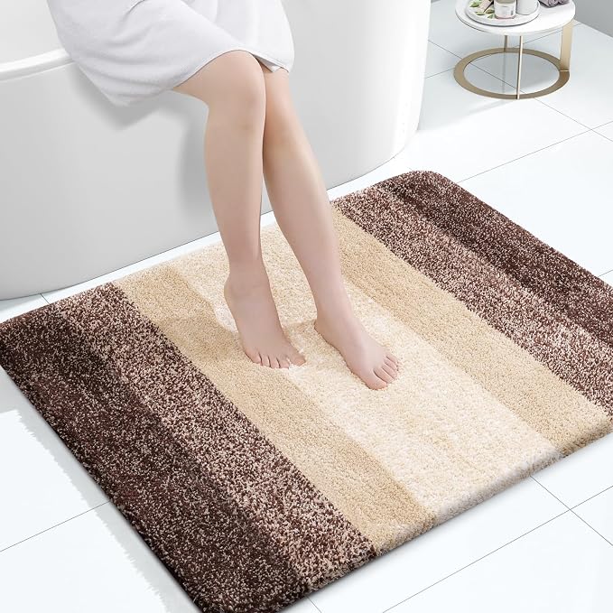 OLANLY Large Bathroom Rugs Mat 40x32, Extra Soft Absorbent Microfiber Bath Rugs, Rubber Backing, Quick Dry, Machine Washable Bath Mats for Bathroom Floor, Tub and Shower, Home Decor Accessories, Brown