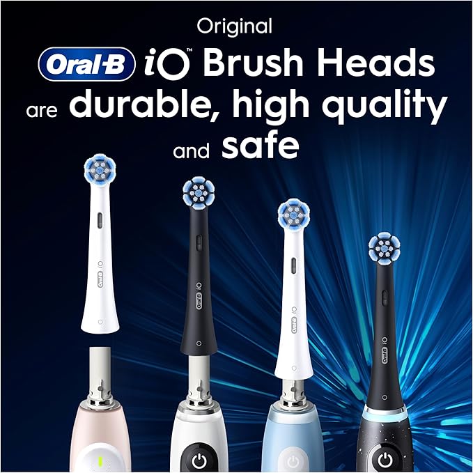 Oral-B iO Gentle Care Electric Toothbrush Head, Twisted & Angled Bristles for Deeper Plaque Removal, Pack of 4, Suitable for Mailbox, White
