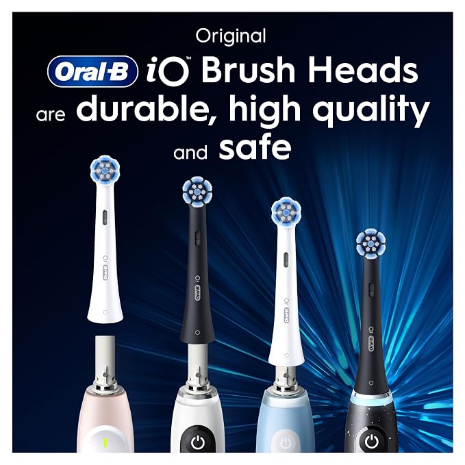 Oral-B iO Series Gentle Care, Original Replacement Round Brush Heads, Angled Bristles for Deeper Plaque Removal, Softer Brush Head for Sensitive Gums