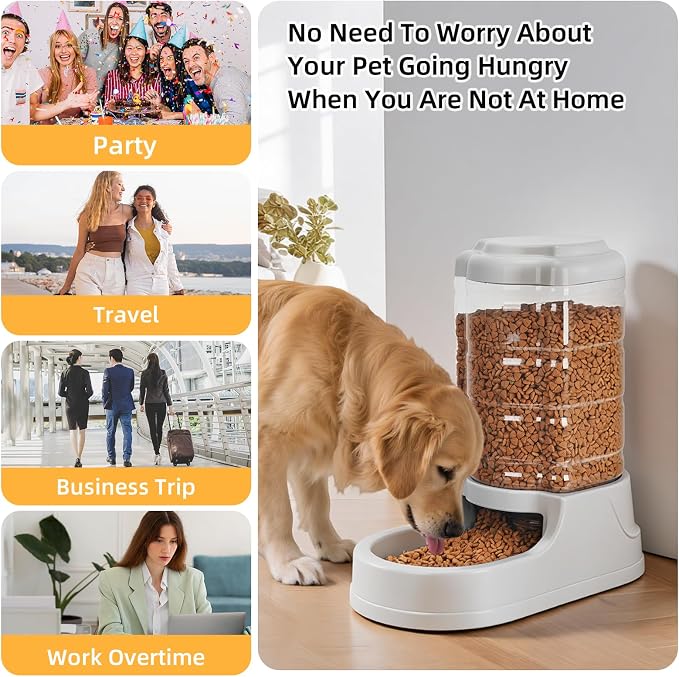 Kenond 9.5L Gravity Large Dog Feeder, Automatic Dogs Food Dispenser | Wide Mouth, Easy to Clean/ Gravity Filled/ Large Capacity/ Multi Pet Home