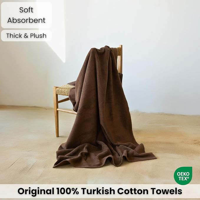 SALBAKOS 100% Turkish Cotton Bath Sheet 40x80 (1-Piece, Chocolate Brown) | Extra Large Jumbo Oversized Bathroom and Beach Towel, Super Soft Highly Absorbent Thick Premium Hotel Quality, Made in Turkey