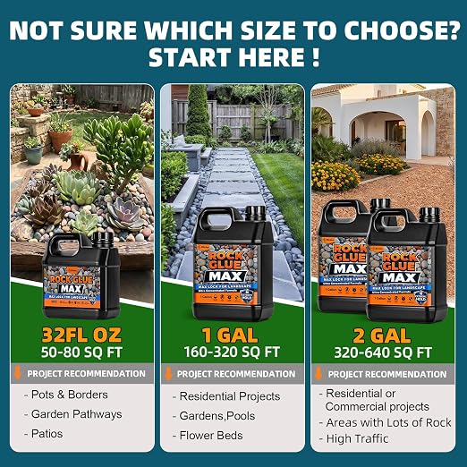JDiction Rock Glue MAX for Landscaping, 1Gal Mulch Binder with Pump Sprayer | Mulch & Rock Glue for Pea Gravel, Pebbles & Rubber Mulch – Covers Up to 400 sq.ft – Waterproof, Dries Clear & Matte, Pet Safe