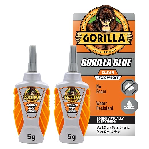 Gorilla Glue Micro Precise Clear Glue, 5 Gram (Pack of 2) - Crystal Clear, All Purpose, and Water Resistant