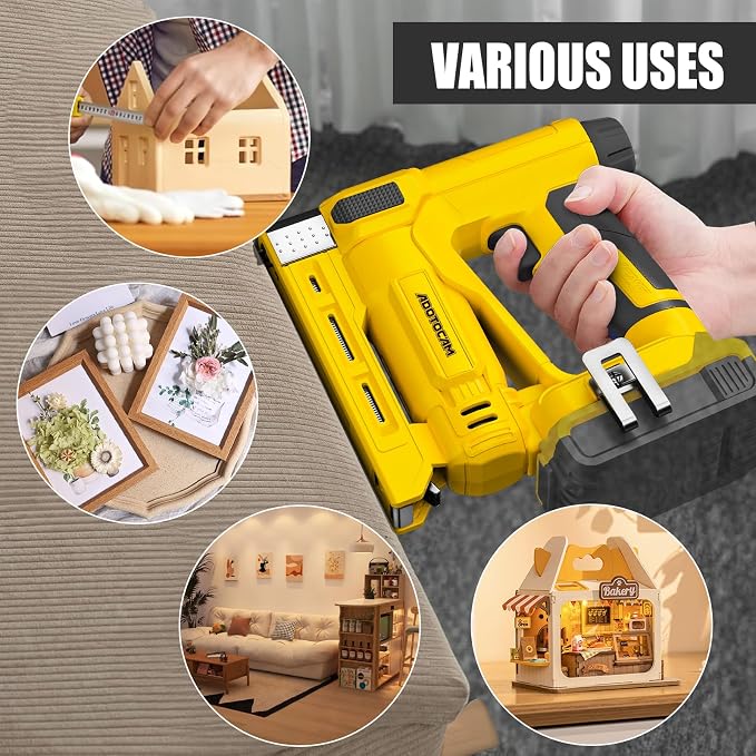 Nail Gun for Dewalt 20V Battery (Tool Only), 2 in 1 Cordless Brad Nailer/T50 Crown Stapler, Nail Gun Battery Powered with 2,000PCS Staples and Nails for Upholstery & Family DIY