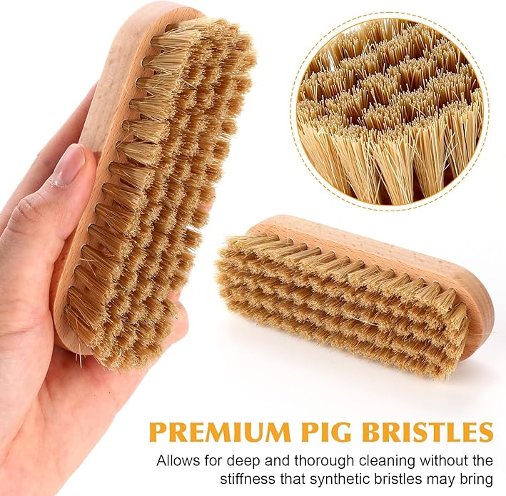 LemonRoad 20 Pcs Leather Upholstery Cleaning Brush Bulk Pig Soft Bristle Shoe Boot Brush Bulk Wooden Shoe Cleaning Scrub Brushes for Car Seats Leather Sofas Interiors Furniture Crafts Bags Shining