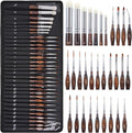 Nicpro Miniature Paint Brushes Dry Brush - 31PCS Model Paint Brush Set with Cloth Roll for Acrylic Oil Watercolor, Detail Paint Brush Drybrush for Model, Miniature Painting, Paint by Numbers, Craft