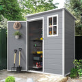 DWVO 5x3 FT Outdoor Storage Shed with Reinforced Floor, All-Weather Resin Storage Shed with Lockable Door & Window, Waterproof Plastic Tool Shed for Garden, Backyard, Patio, Lawn