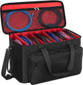 AKOZLIN Large Travel Gig Band Cable File Bag With Detachable Dividers DJ Cord Organizer Case for DJ Gear Sound Instrument and Musician Accessories Red