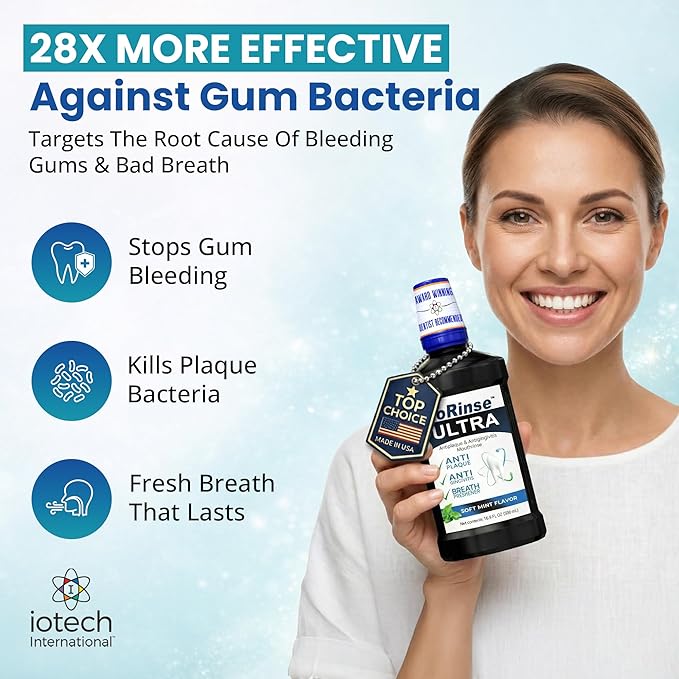 ioRinse Ultra Mouthwash is the Choice of 1,000s of Dentists as the Mouth Wash for Adults and Kids Oral Care and Hygiene. It's an Alcohol Free, Bad Breath Treatment and Gum mouthwash with Xylitol.