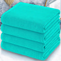 VOOVA & MOVAS Bath Towels 4PC, 100% Cotton, 30x56 in, Turquoise | Quick Dry, Thick, Soft, Absorbent, Luxury Shower Towels With Hanging Loops, Towel Gift Set