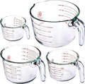 Le’raze Glass Measuring Cups Set of 4 – Heat-Resistant, Easy-Read Measurements, Ergonomic Handle & Pour Spout, Dishwasher Safe, Kitchen Bakeware Liquid Batter Mixing Bowls (1 cup, 2 cup, 4 cup, 8 Cup)