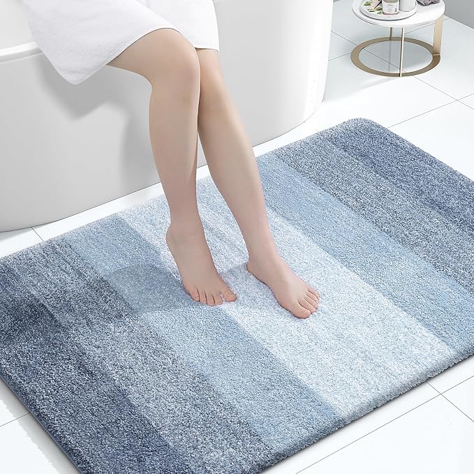 OLANLY Large Bathroom Rugs Mat 44x32, Extra Soft Absorbent Microfiber Bath Rugs, Rubber Backing, Quick Dry, Machine Washable Bath Mats for Bathroom Floor, Tub and Shower, Home Decor Accessories, Blue