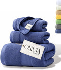 3 Packs Luxury Bath Towels Set, Ultra Soft Skin Bath Towel, Premium Hotel Bathroom Towels, Absorbent Quick Drying & Low Lint for Bathroom Spa Gym & Home Use，Blue Set of 3
