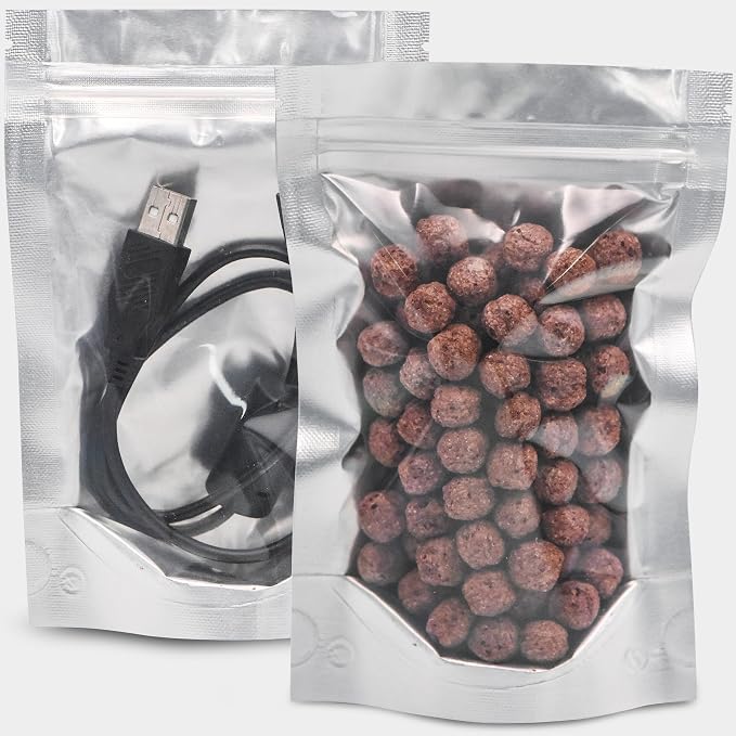 Wisesorb 4"x 6" 30 Packs Mylar Bags For Food Storage, Mylar Bags With Window, Freeze Dried Candy Bags, Reusable Storage Bags For Food, Mylar Food Storage Bags for Long Term Food Storage