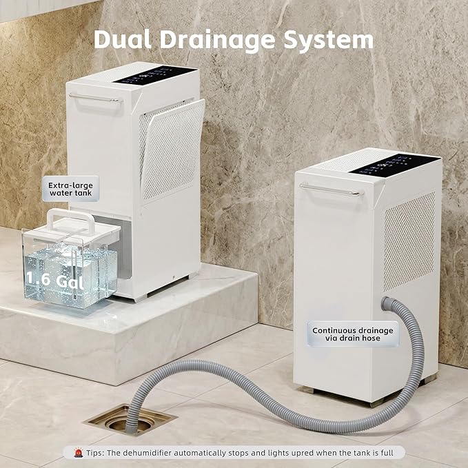 Uthfy 5500 Sq.Ft Dehumidifiers for Home and Basement, Max 100 Pint/Day Dehumidifier with Drain Hose, 24 H Timer & Child Lock, LED Panel, Ultra Quiet, whole house dehumidifiers for home, Bedroom