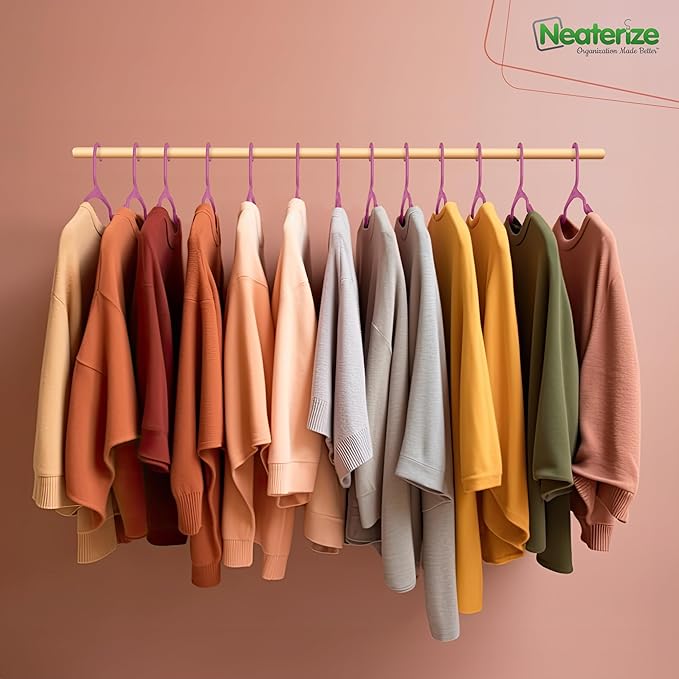 NEATERIZE Clothes Hangers Plastic 100 Pack for Adults - Plastic Hangers, The Perfect Coat Hanger and Space Saving Clothes Hangers for Closet - Pink Hangers