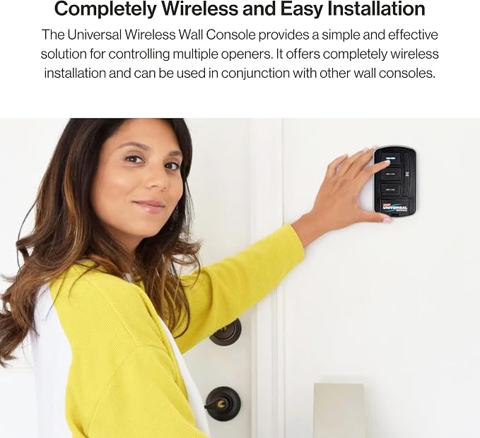 Genie GUWWC-R Universal Garage Door Opener Wireless Wall Console, Compatible with LiftMaster, Chamberlain, Genie, Overhead Door, For Use up to 3 Garage Doors,Black